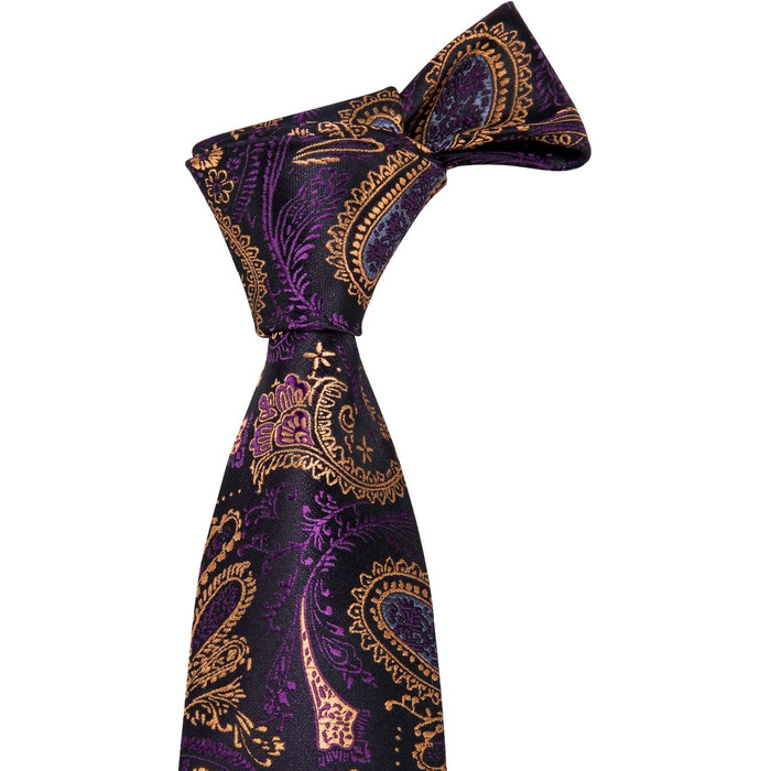 Набір краваток Barry.Wang для чоловіків: візерунок пає, тканина - шовк, з чохлом, краваткові затискачі, формальний стиль (темно-фіолетовий, золотий)