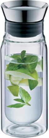 alfi FLOWMOTION 0.75l, double-walled borosilicate glass carafe, automatic pouring, integrated strainer, detachable lid, dishwasher-safe, Thermo glass carafe, for hot and cold beverages
