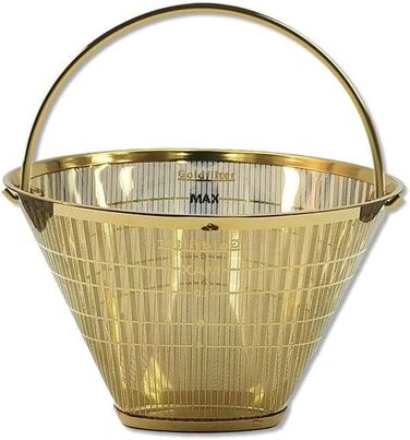 seleXions Coffee Filter Gold Filter All-Metal GF4MB with Metal Handle, for all coffee machines with round filter size 1 x 4