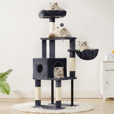 Котячий будиночок Heybly Kratzbaum HCT200SW (Сірий) - 125 см, з печерою, стійка, платформа, кошик