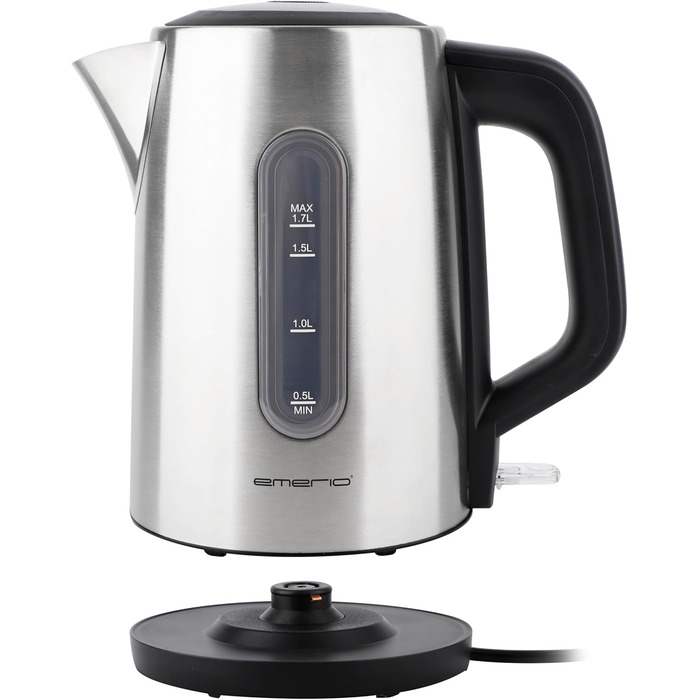 Електричний чайник EMERIO з об'ємом 1.7 л, синя LED-підсвітка, 360° підставка, скло Borosilikat, без BPA, WK-119988.7