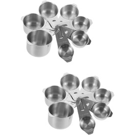 Cieeo 2-piece measuring cup and spice set. Large measuring cup, easy to use, schnapps cup, gold ladle, measuring cup for measuring, teacup, stainless steel, silver.