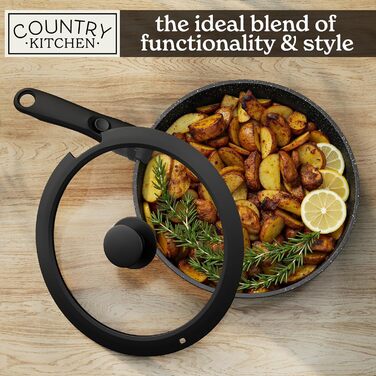 Набір кухонного посуду Country Kitchen, 13 предметів, антипригарний, знімна ручка, для плити, духовки та кемпінгу, чорний