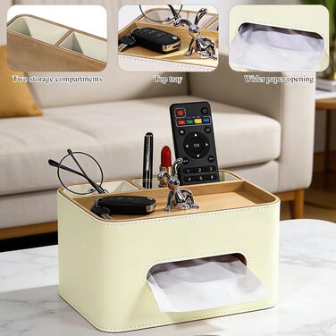 Склянка для серветок з PU-шкіри з 2 відділеннями, органайзер для косметики, настільний органайзер для офісу, дому, ванної кімнати