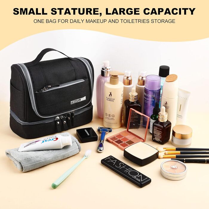 Чоловіча та жіноча косметичка JOZEA, водонепроникна дорожня сумка-органайзер, чорна