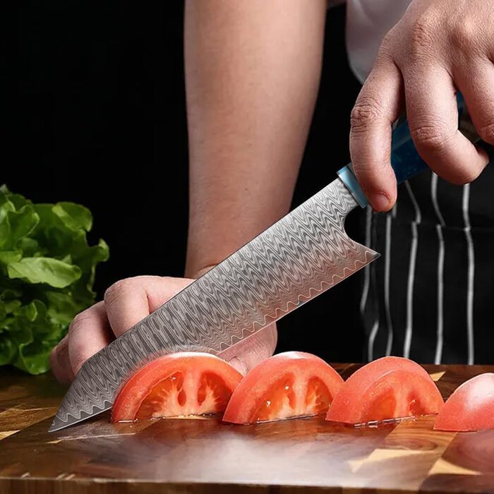 Набір професійних кухонних ножів oFuun Damast: Guyto, Nakiri, Kiritsuke, Ausbeinmesser, Allzweckmesser (20 см, 67 шарів)