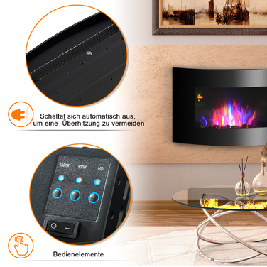 Електрокамін HOMCOM - камін-піч з електропідігрівом, 900/1800 Вт, LED-підсвічування, розмір 65 x 11,4 x 52 см, нержавіюча сталь та чорний колір. Ідеальний для створення затишної атмосфери та тепла.