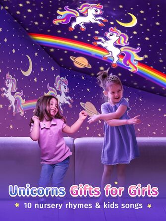 Star Projector for Kids with 15 Films, Music Box for Baby Girls with 10 Songs, 7-Color Night Light for Children, Star Projector Baby Gift for Girls, Kids Room Decoration