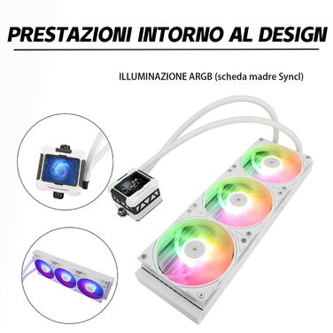Водяне охолодження CPU TR HW 360 Weiß ARGB з IPS LCD екраном 320x240 для AM4/AM5/Intel LGA1700, магнітний дисплей 2.4
