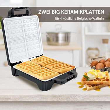 Вафельниця Syntrox Germany 1600 Вт з керамічним покриттям для приготування 4 бельгійських вафель