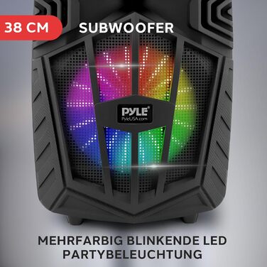 Портативна Bluetooth колонка Pyle 1680 Вт з мікрофоном, колесами та LED-дисплеєм для караоке та вечірок (15 дюймів)