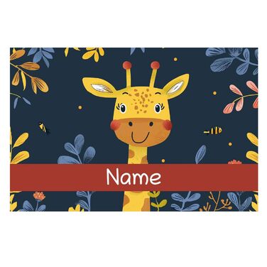 Wallet with name design (black, giraffe)