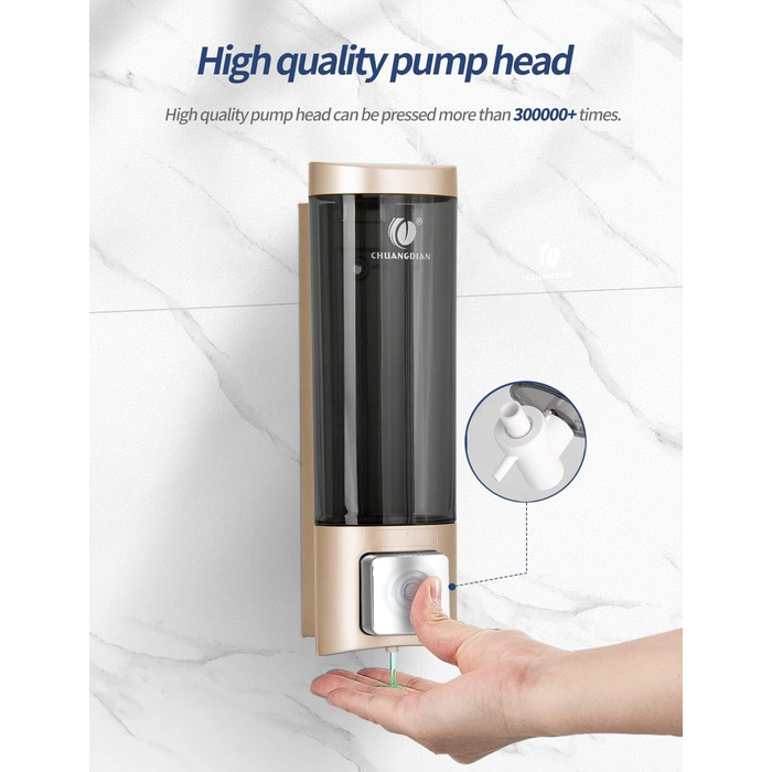 Механічний дозатор мила CHUANGDIAN для стін, 200 мл, білий (Einfach Gold)