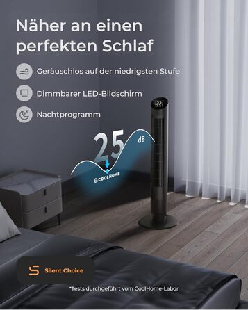 Турбовентилятор CF2401 з пультом керування та додатком: тихий підлоговий вентилятор з таймером та LED-підсвіткою, дитяча безпека, чорний, 102 см