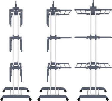 HOMIDEC Clothes Drying Rack Clothes Dryer Tower with Wheels, Space-Saving - with 6 Folding Wings and 2 Swivel Side Wings, Stainless Steel Standing Dryer Clothes Tower for Indoor and Outdoor Use, Grey Grey XL