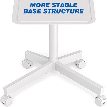 Rolling TV Stand with Wheels - Adjustable Height Mobile TV Trolley for 27-60 inch TVs - VESA 400x400 - 40kg Capacity - White