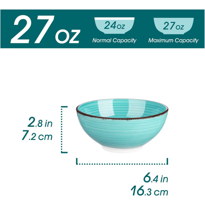 Vancasso Soup Bowls, Stoneware, BONITA 6-Piece Bowl Set, Salad Bowl, Pasta Bowls, Bowl Set