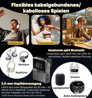 MP3-плеєр Hmusic P68 HiFi з кліпсою, Bluetooth, 16GB + карта пам'яті 128GB, підтримка DSD, Hi-Res аудіо