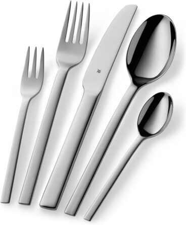 WMF Tavira Cutlery Set, 6 Persons, 30-Piece, Monobloc Knives, Cromargan Stainless Steel Polished, Shiny, Dishwasher Safe, 43 x 26.7 x 43 cm