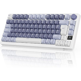 Ігрова клавіатура RK ROYAL KLUDGE M75: бездротова, механічна, RGB, 75% TKL, OLED-дисплей, Hot-Swappable, QWERTZ, червоний перемикач, лавандово-фіолетовий колір