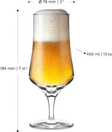 Набір пивних келихів Stölzle Lausitz 6 шт, 400 мл - для Pils, пива - кришталь, Німеччина