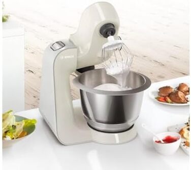 Кухонний комбайн Bosch Serie 4 MUM58L20, 1000 Вт, чаша 3,9 л, міксер 1,25 л, планетарне змішування, насадки з нержавіючої сталі, шинкувальна насадка, 3 диски, сірий/сріблястий