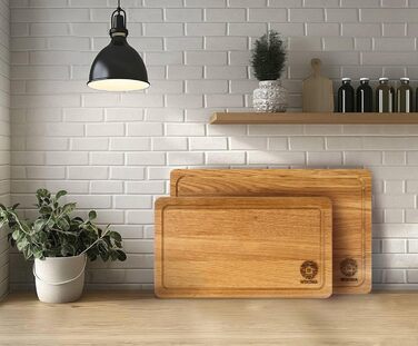WDOMA Cutting Board Set - Oak Wood - 2-Piece Set - 40x25 / 35x20 - XL/L Cutting Boards - Wood Board for Kitchen - Cutting Board Wood - Wooden Cutting Board - Kitchen Wood Board