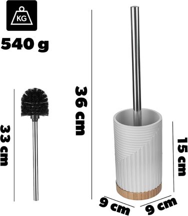 Набір для туалету KADAX: щітка для унітазу з тримачем, комплект для ванної кімнати, без свердління (круглий, білий)