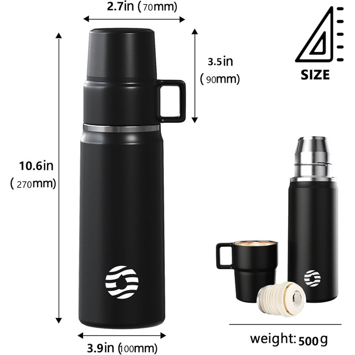 Термоткані з чашкою 850 мл: термоткані, термочашка, ізотермічна пляшка для напоїв, 12 годин тепла/24 години холоду, без BPA, нержавіюча сталь, для відпочинку на природі та кемпінгу (зелена)