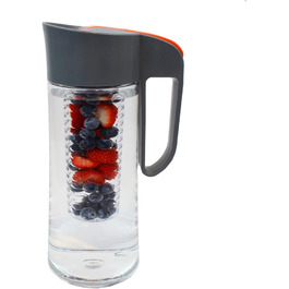 Sana Tritan 2 Liter Carafe with Insert - 100% BPA-free for Water, Lemonade, Apple Spritzer, Fruit, Tea, Juices and Ice Cubes (interchangeable) - Orange