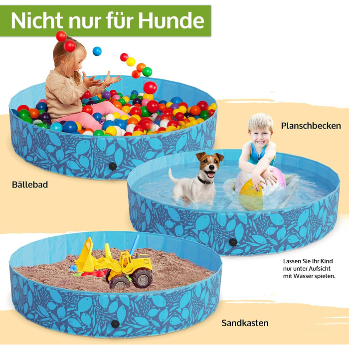 Зручний надувний басейн Zooprinz 160x30 см для собак та дітей - стабільний та неслизький