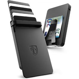 TRAVANDO SLYDE: Тонке шкіряне картхолдер з RFID захистом для чоловіків - 6 карт, картхолдер-портмоне (Чорний)