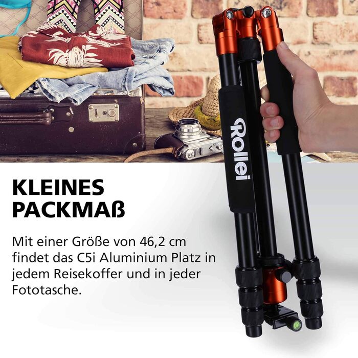 Штатив Rollei C5I Orange: легкий, алюмінієвий, для макрозйомки та подорожей | Monopod