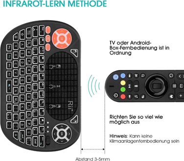 Бездротовий ігровий комплект клавіатури та миші Rii, Bluetooth + 2.4GHz, LED-підсвічування, QWERTZ (Mini)