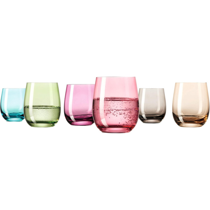 LEONARDO HOME Sora Drinking Glasses (Set of 6) • Colorful Water Glasses (360 ml) • 6 Colors • Dishwasher-Safe & Durable • Multicolored Glasses for Home, Restaurants & Parties • Juice Glass Sora • 047289