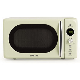 Мікрохвильова піч Retro з грилем, 20л, кремово-білий колір, LCD-дисплей (пастельно-зелений)