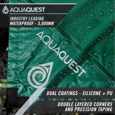 AquaQuest Safari Waterproof Tarp - Lightweight Sun & Rain Shelter for Camping, Hiking, Backpacking & Hammocks (3x2m, Green)