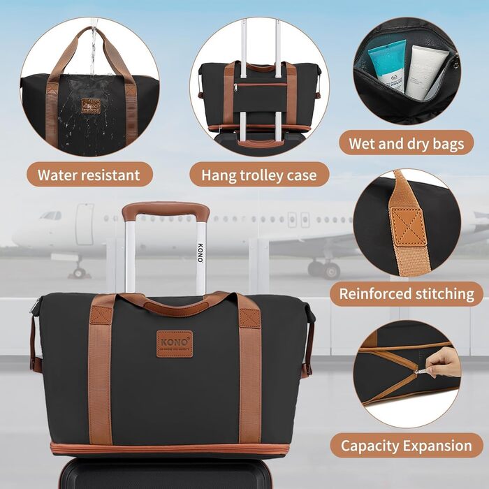 Набір валіз KONO 4 в 1: велика валіза, ручна поклажа 55 см, beauty case та сумка для косметики (кремовий білий)