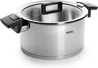 Каструля з кришкою Woll Concept, 24 см, 5,8 л, нержавіюча сталь, для індукції, усіх плит, духовки до 200°C, срібляста