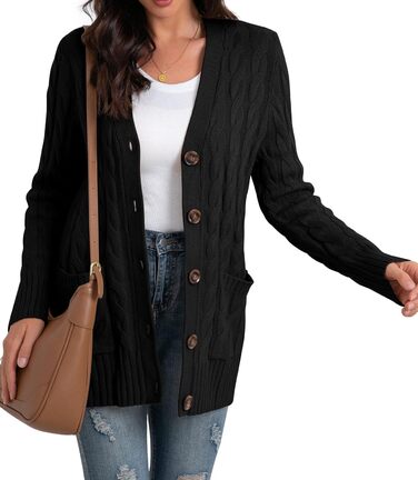 Жіночий в'язаний кардиган GRECERELLE з кишенями, довгий, елегантний, великого розміру, чорний, для осені/зими/весни
