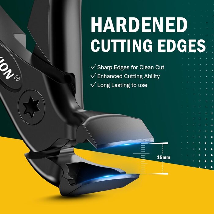 Набір для стрижки нігтів FVION для людей похилого віку – кусачки для товстих нігтів, довгий руків'я, для чоловіків та жінок (чорний)