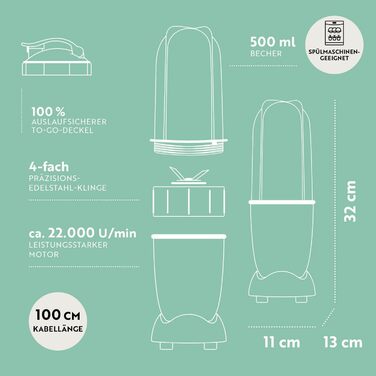 GOURMETmaxx Mr. Magic: Блендер для смузі та шейків 400W | Комплект з 4 насадками | Червоний та срібний