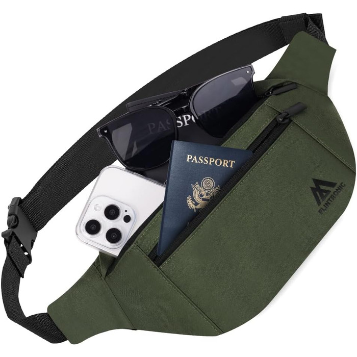 Поясна сумка Flintronic для чоловіків та жінок, стильна, для спорту, відпочинку та міста, зелена