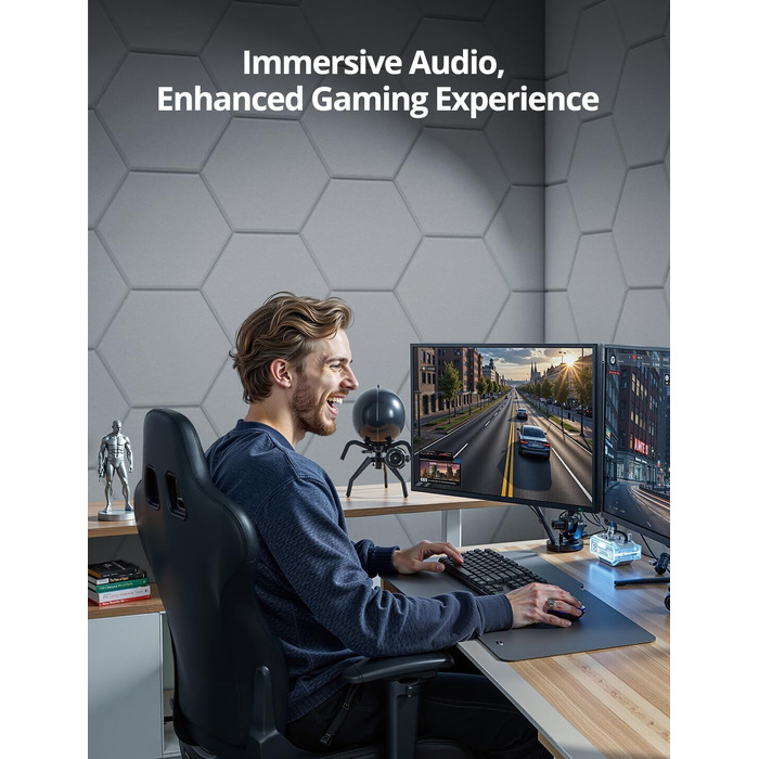 Акустичні гексагональні панелі самоклеючі для звукоізоляції, 12 шт, поглинач шуму для студії, вітальні, геймерської кімнати та офісу, 30 x 26 x 0,9 см (Білий)