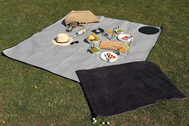 Плед для пікніка та кемпінгу XXL 200x200 см, водонепроникний, антипісочний, сірий (Anthrazit) Chillout
