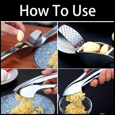 Прес для часнику з нержавіючої сталі, професійний подрібнювач часнику, прес-подрібнювач часнику, легко очищається, міцний