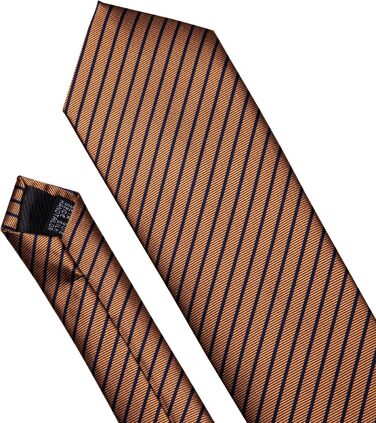Комплект краваток Barry.Wang: Шовкові краватки, нагрудна хустинка, запонки, смугасті та клітинчасті моделі для святкової події або весілля. Колір: кавовий.