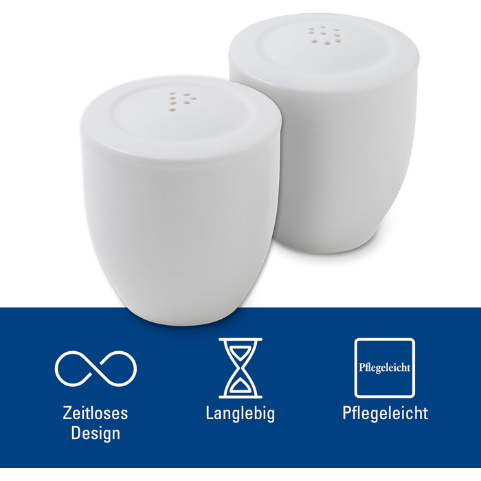 Villeroy & Boch - For Me Set Salt and Pepper Shakers, decorative spice dispensers made of premium porcelain, dishwasher safe, white