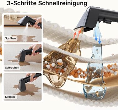 Портативний пилосос для чищення м'яких меблів Lubluelu 600 Вт, 18 кПа, з функцією самоочищення та насадкою для килимів, диванів та авто (чорний)