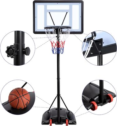 Yaheetech Adjustable Basketball Stand with Wheels - Outdoor Basketball Hoop System